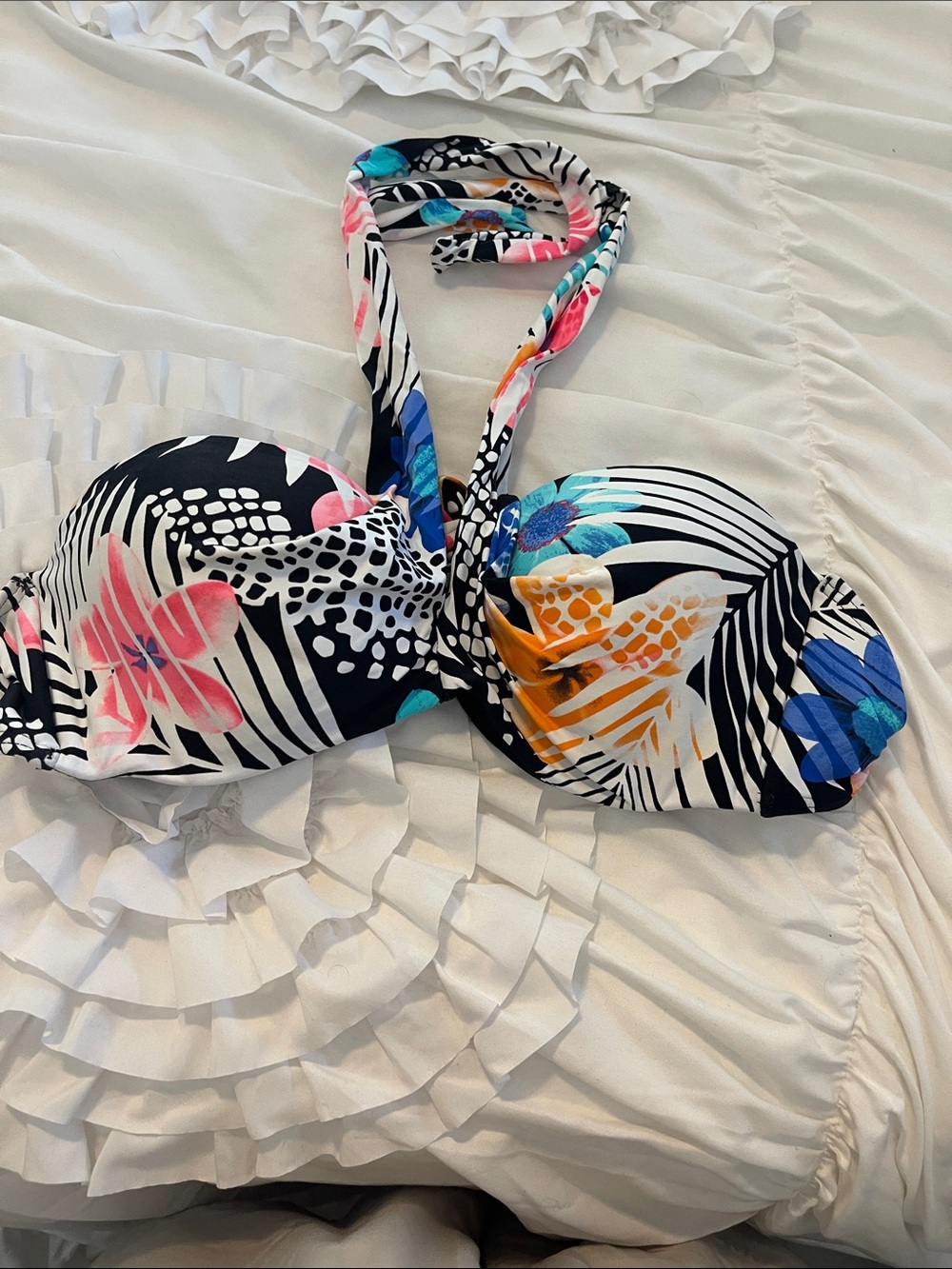 Coco Reef 
Floral Zebra Print Strapless Bikini Top